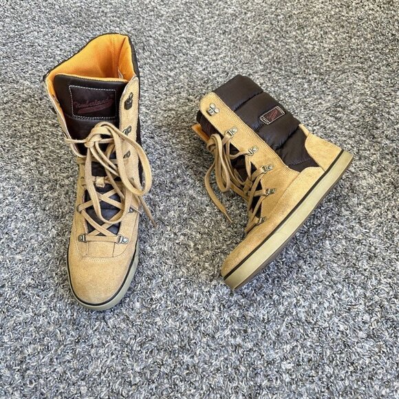 Timberland Shoes - Timberland Deering Puffer Boots Womens 7.5 Brown Leather Winter Lace Up Quilted